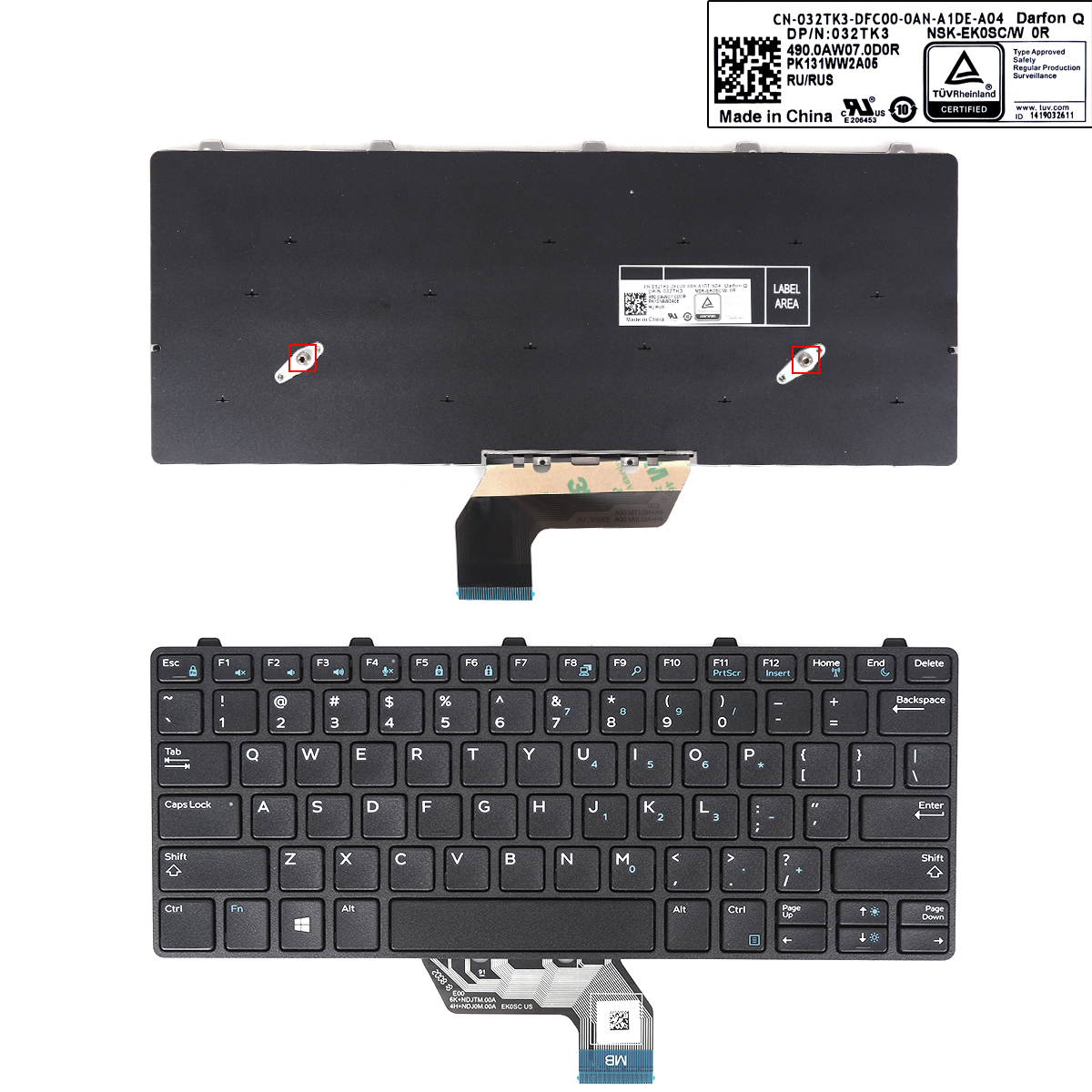 Picture of New Replacement Laptop Keyboard For DELL Latitude 13 3380 3180 3189 3190 BLACK WIN8 US Layout